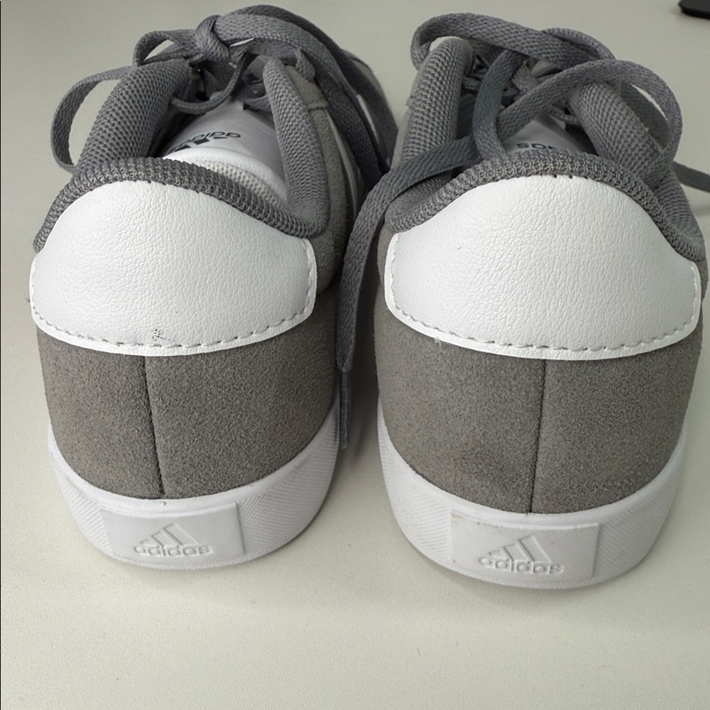 adidas VL Court 3.0 Kids' Tennis Shoes grey and white signature stripe sneakers - Picture 3 of 8